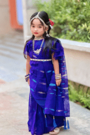 Baby Ready Saree ( Blue jamdani )